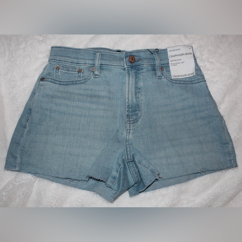 Calvin Klein Jeans Raw-Hem Denim Shorts, Size 24, Color Iceburg
